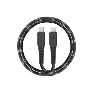 Charge smarter and faster with the ENERGEA C94 NyloFlex USB-C to Lightning Cable (1.5M, Black).