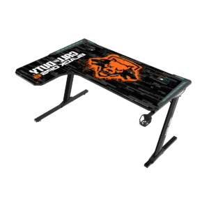 Upgrade your gaming station with the GAMEON Call of Duty RGB Flowing Light Gaming Desk BLKOPS6-RAPTOR-L