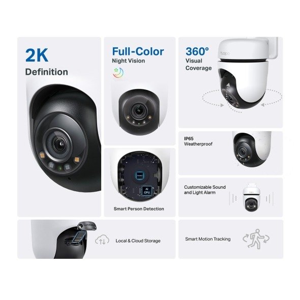 TP-Link Outdoor Pan Tilt Home Security WiFi Camera - Tapo C510W - Image 2