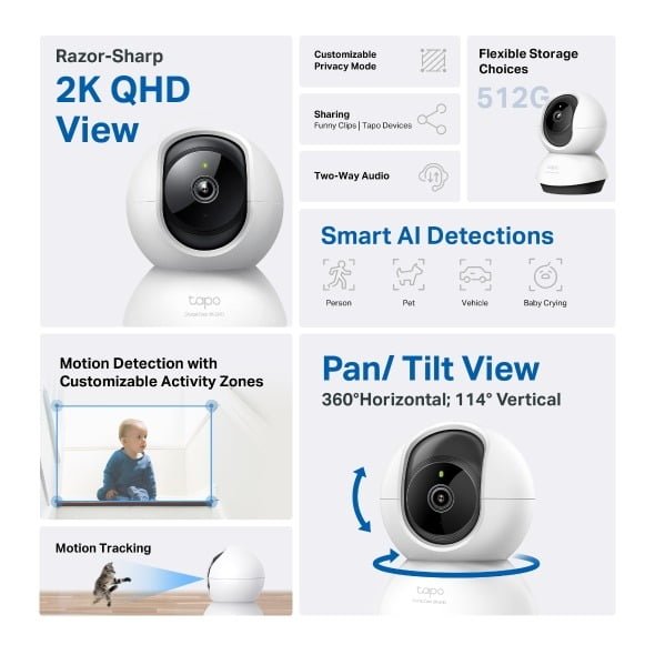 TP LINK PAN TILT HOME SECURITY WIFI CAMERA TAPO C220 - Image 2