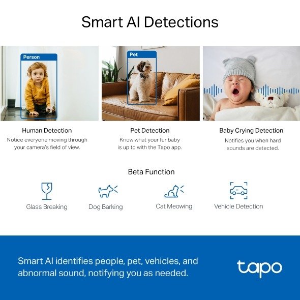 TP-Link Pan/Tilt AI Home Security WiFi Camera - Tapo 2K QHD TC72 - Image 6