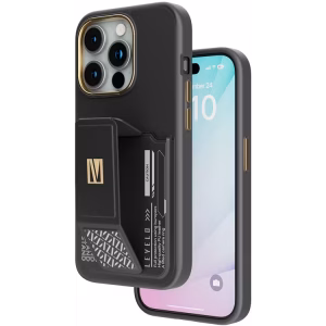 LEVELO MORPHIX IPHONE 15 PRO CARDHOLDER GRIP STAND CASE BLACK
