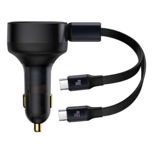 BASEUS ENJOYMENT RETRACTABLE 2 IN 1 TYPE C TO TYPE C 33W CAR CHARGER