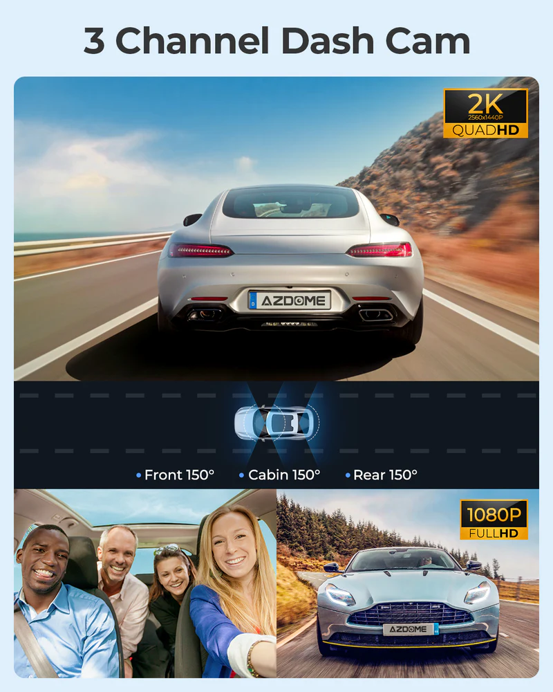 AZDOME 4K Front and Rear Dash Camera Kit with 3.19-Inch Screen, IR Night Vision, 24H Parking Mode - M550 - Image 2