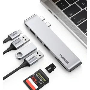 UGREEN 2XUSB C TO 3XUSB 3.0-A+SD+TF+PD MULTIFUNCTION ADAPTER ALUMINIUM SHELL 60560