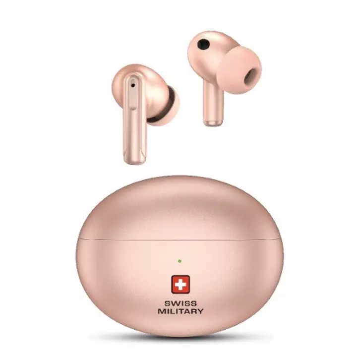 Step into a world of immersive sound with the Swiss Military Victor 3 Active Noise Cancelling (ANC) ENC Wireless Earbuds in elegant pink.