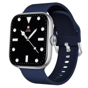 SWISS MILITARY ALPS 4 SILVER WATCH WITH BLUE SILICONE STRAP SM-WCH-ALPS4-BLKF-BLUSS