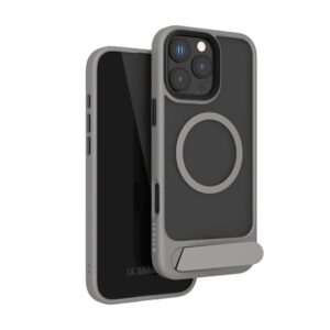 LEVELO IPHONE 16 PRO MATTEO CASE WITH BOTTOM STAND GRIP GRAY LVLMCBSG16PGY