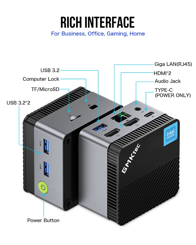 GMKtec Mini PC NUCBOX-G5 - Intel N97, 12GB RAM, 512GB SSD, Windows 11 Pro, Compact Design - Image 2