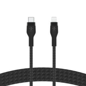 BELKIN BOOST CHARGE PRO FLEX USB C CABLE WITH LIGHTNING CONNECTOR BLACK CAA011BT1MBK