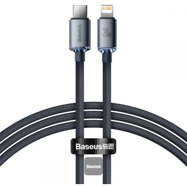 Experience fast charging with sophisticated style using the BASEUS Crystal Shine 20W Type-C to Lightning Cable.