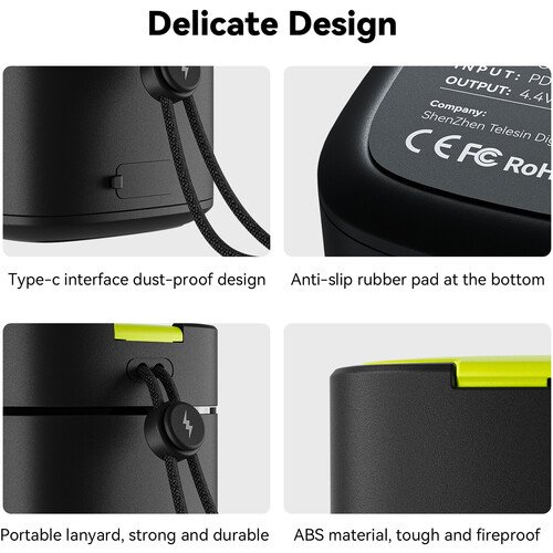 Telesin Battery Fast Charging Box for GoPro Hero 9/10/11/12 Black - FCC-001 - Image 4