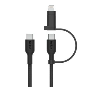BELKIN BOOST CHARGE PRO 2 IN 1 CABLE WITH USB C AND LIGHTNING CONNECTOR 1.5M BLACK CAC003HQ1.5MBK
