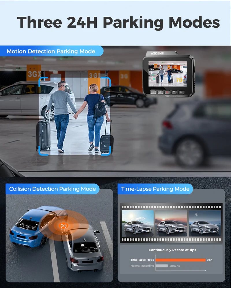 AZDOME 4K Front and Rear Dash Camera Kit with Wi-Fi, GPS, 64GB Memory Card - GS63H Pro - Image 3