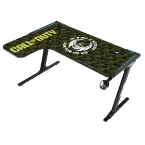 GameOn Phantom XL L-Shaped RGB Flowing Light Gaming Desk (Black/Green, COD-PHANTOMXL-L-02) - Dynamic and Spacious Setup for Gamers