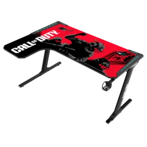GameOn Phantom XL L-Shaped RGB Flowing Light Gaming Desk (Black/Red, COD-PHANTOMXL-L-01) - Stylish and Spacious Gaming Setup