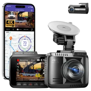 AZDOME Front and Rear Dash Camera Kit with 4K, Super Night Vision, 128GB eMMC - GS63 Pro
