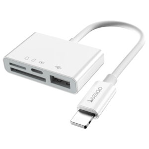 YESIDO 4 IN 1 DUAL LIGHTNING TO TF SD USB OTG ADAPTER GS12 WHITE