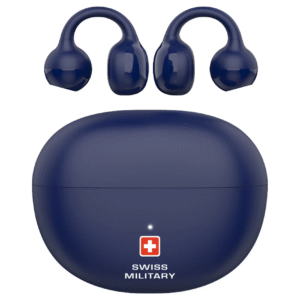 Upgrade your audio experience with the Swiss Military Delta 6 True Wireless Stereo Earbuds in sleek blue.