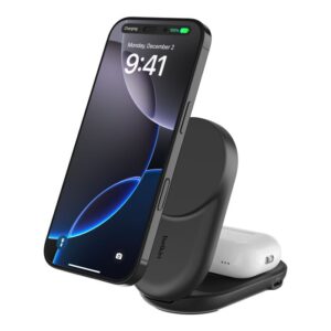 BELKIN ULTRA CHARGE QI2 2 IN 1 FOLDABLE MAGNETIC CHARGER 25W BLACK WIZ039MYBK