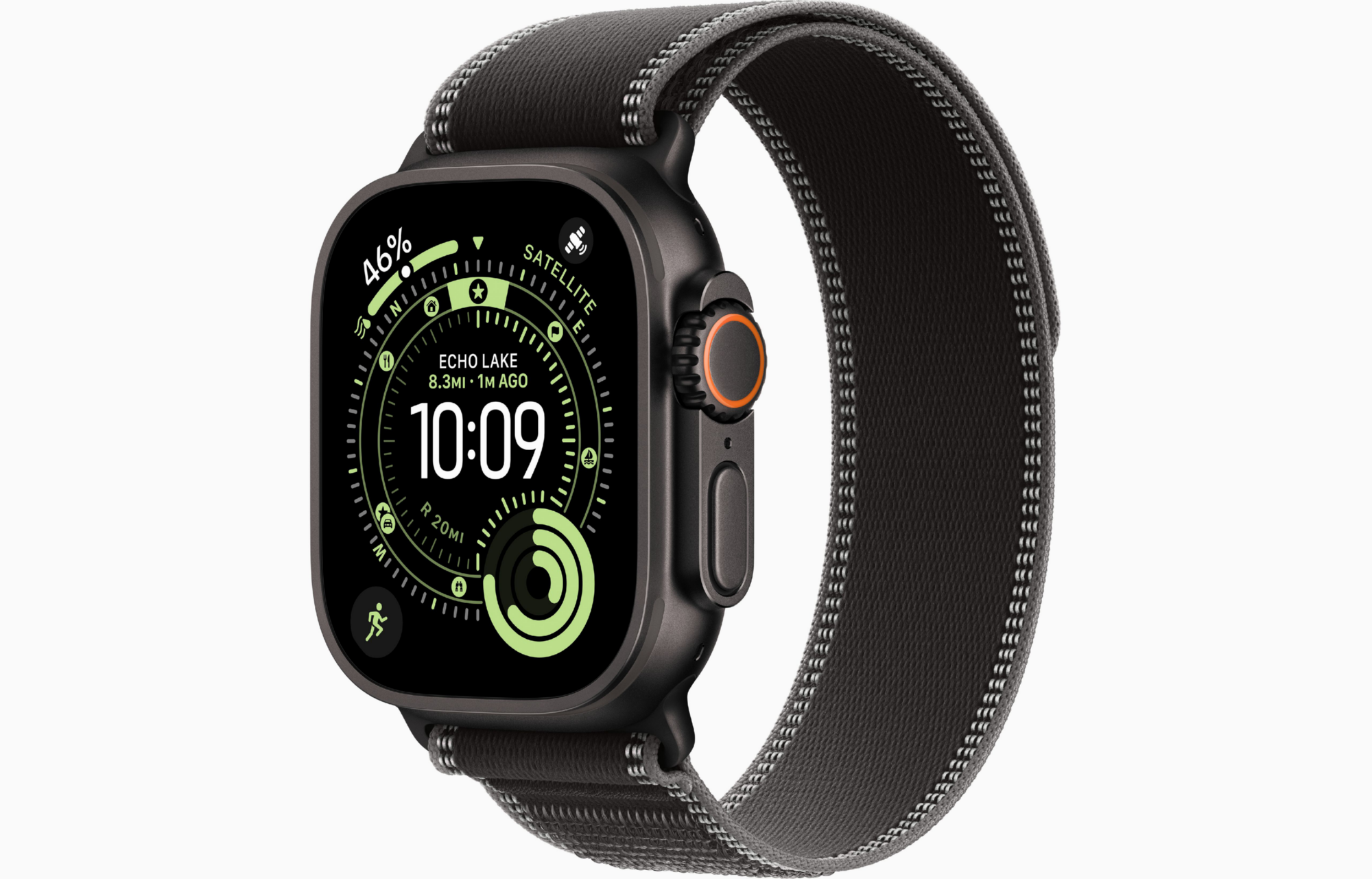 APPLE WATCH ULTRA 3 GPS + CELLULAR 2025 BLACK TITANIUM CASE WITH BLACK/CHARCOAL TRAIL LOOP BAND S/M MF1D4