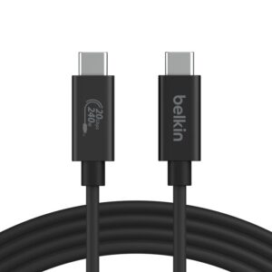 Power up your devices with confidence using the BELKIN CONNECT USB-C to USB-C 240W USB4 Cable 2M in Black (Model: INZ004BT2MBK).