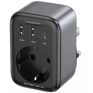 Make global charging simple with the UGREEN 4-in-1 Travel Adapter Black (15261)