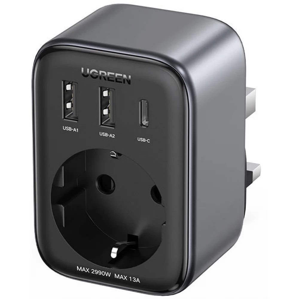 Make global charging simple with the UGREEN 4-in-1 Travel Adapter Black (15261)