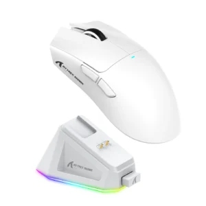 ATTACK SHARK LIGHTWEIGHT WIRELESS GAMING MOUSE WITH RGB CHARGING DOCK WHITE X11