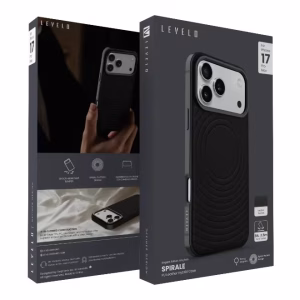 LEVELO SPIRALE IPHONE 17 PRO MAX PU LEATHER HYBRID CASE PHANTOM BLACK LVLSPR17PMPHBK