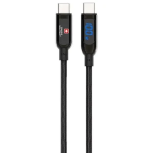SWISS MILITARY USB C TO USB C HEAVY DUTY HIGH PERFORMANCE CHARGING DATA TRANSFER CABLE BLACK