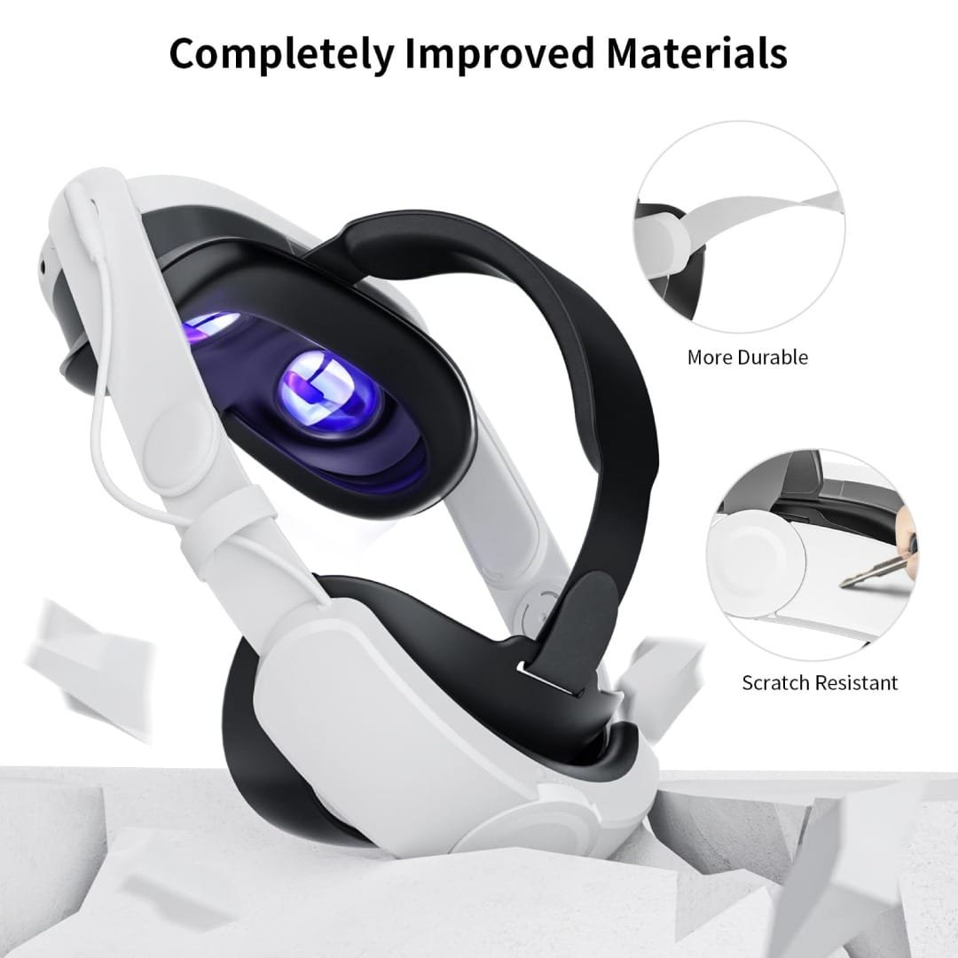 BLUPEBBLE ELITE ADJUSTABLE HEAD STRAP Q3 FOR META QUEST 3 WHITE BP-VRQ3HSTRAP-WH - Image 8