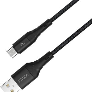PAWA NYLON BRAIDED 2.4A QUICK CHARGING 1.2M BRAIDED DATA CABLE MICRO BLACK PW-12BDATOM-BK