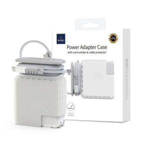 WIWU POWER ADAPTER 30W WITH CORD WINDER   CABLE PROTECTOR LIGHT GRAY