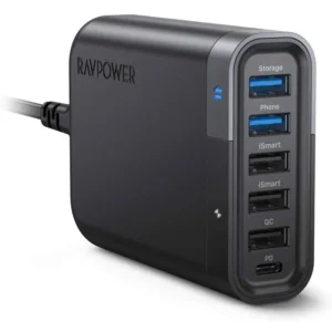 RAVPOWER 6 PORT USB CHARGER FILE HUB BLACK RP-UM002