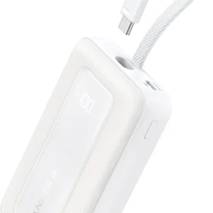 ANKER ZOLO POWER BANK 10K 30W BUILT IN USB C CABLE WHITE A1688H21