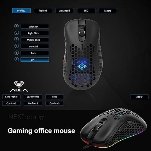 AULA Wind Gaming Mouse (Black, Rainbow Backlight, F810) - Stylish Design with Precision Control - Image 3
