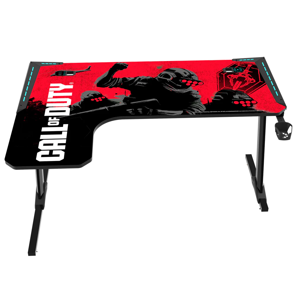 GameOn Phantom XL L-Shaped RGB Flowing Light Gaming Desk (Black/Red, COD-PHANTOMXL-L-01) - Stylish and Spacious Gaming Setup - Image 10
