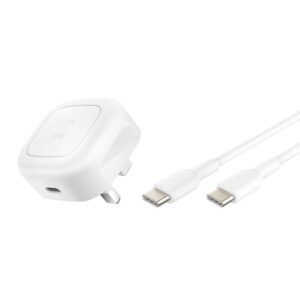Power up faster and smarter with the BELKIN BOOSTCHARGE Compact USB-C 20W Wall Charger with USB-C to USB-C Cable (Model: WCA009MY1MWH).