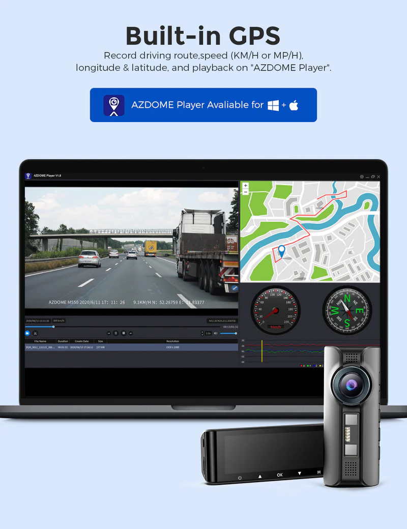 AZDOME 4K Front and Rear Dash Camera Kit with 3.19-Inch Screen, IR Night Vision, 24H Parking Mode - M550 - Image 8
