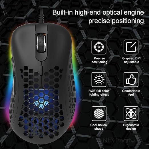 AULA Wind Gaming Mouse (Black, Rainbow Backlight, F810) - Stylish Design with Precision Control - Image 2