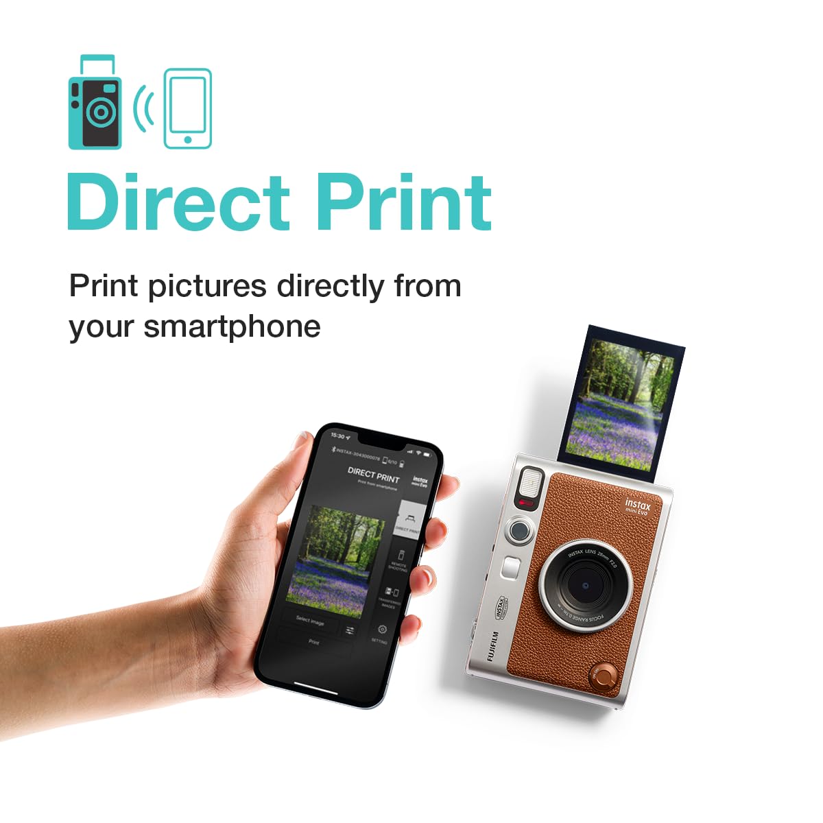 FUJIFILM INSTAX MINI EVO HYBRID INSTANT CAMERA BROWN - Image 4