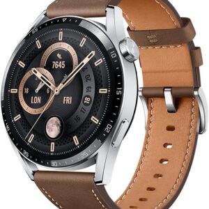 HUAWEI WATCH GT3 46MM STAINLESS STEEL CASE BROWN LEATHER STRAP JPT-B29