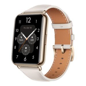 Stay stylish and connected with the HUAWEI WATCH FIT 2 Classic in elegant Moon White