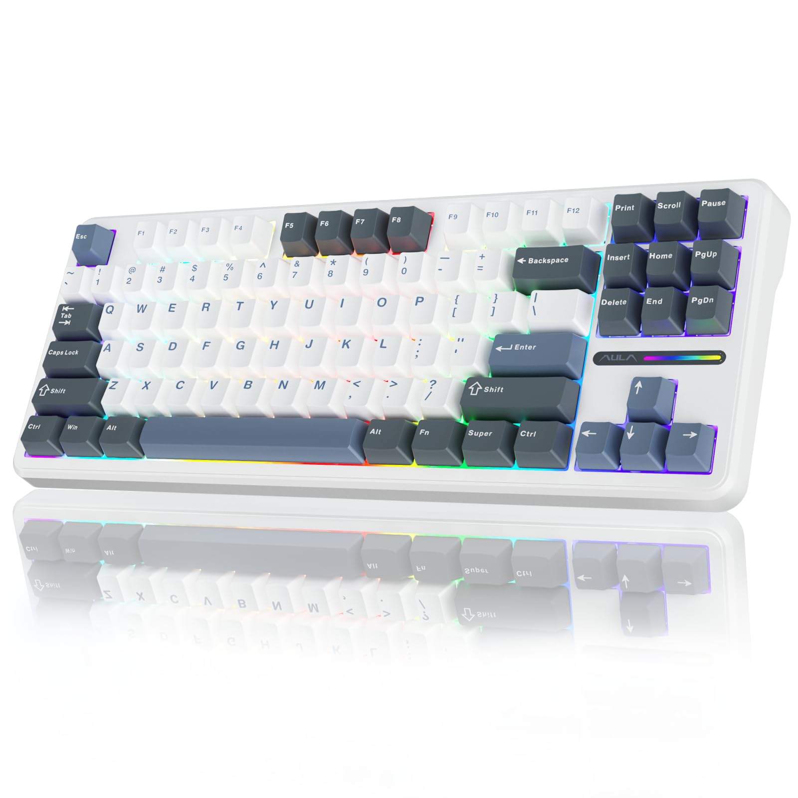 Elevate your gaming and productivity setup with the AULA 87 Keys RGB 80% Mechanical Gaming Keyboard F87 Pro.