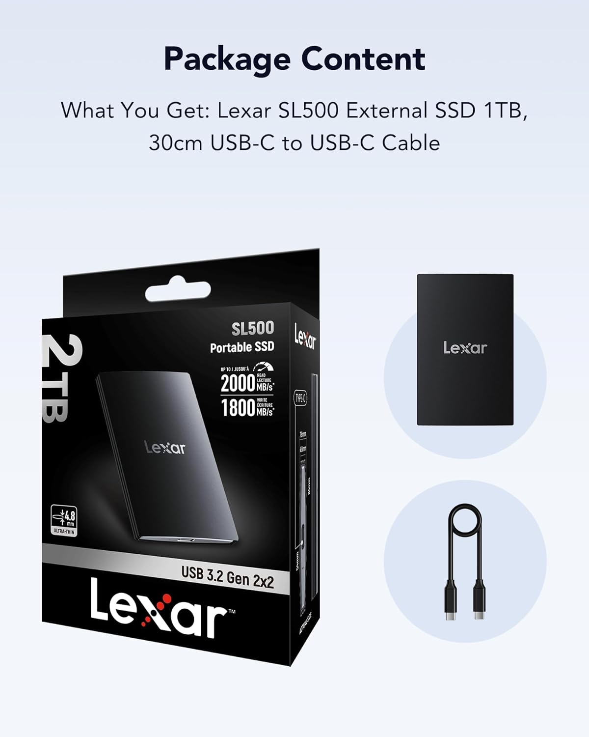 LEXAR SSD SL500 PORTABLE SSD 2 TB USB3.2 GEN2X2 UP TO 2000 MBS /1800 MBS - Image 6