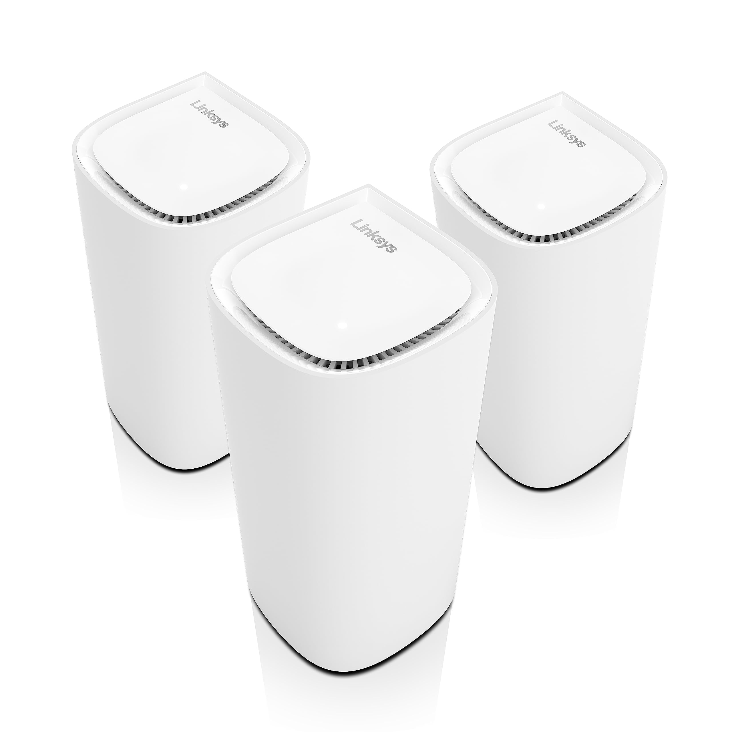 an advanced WiFi 6E true tri-band mesh router designed to eliminate dead zones and deliver ultra-fast, seamless internet across your home. With coverage of up to 3,000 sq. ft. per node, it's ideal for homes with multiple devices, 4K streaming, online gaming, and smart home integrations. ⚙️ Key Features: ✅ WiFi 6E True Tri-Band Technology Supports faster speeds, lower latency, and reliable performance across up to 200 connected devices. 📐 Wide Coverage Provides up to 3,000 sq. ft. of WiFi coverage per node—perfect for homes of all sizes. 🎮 Optimized for Streaming & Gaming Stream multiple 4K videos and enjoy lag-free gaming with real-time responsiveness. 🛡 Secure & Private Comes with automatic firmware updates and strong data protection—no tracking or selling of personal info. 🌿 Eco-Conscious Design Built with recycled materials, making it both powerful and environmentally friendly. 🔧 Easy Setup via Linksys App Simple plug-in and guided mobile setup to get your network up and running quickly. 🔌 Flexible Connectivity Includes wired and wireless backhaul options for more reliable connections throughout your home. ✅ Conclusion Whether you're gaming, streaming, working, or powering your smart home, the Linksys Velop Pro 6E delivers exceptional WiFi 6E performance with an emphasis on speed, security, and simplicity. Upgrade your home network today with this next-gen mesh solution.