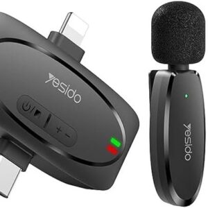 YESIDO LAVALIER 3 IN 1 DOUBLE WIRELESS MICROPHONE BLACK KR15