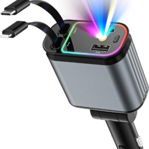 4 IN 1 66W CAR CHARGER WITH LIGHTING AND TYPE C CABLE BLACK