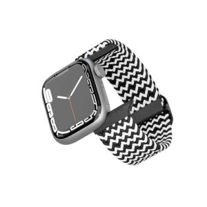 LEVELO CRISBEN NYLON STRAP APPLE WATCH ULTRA / SERIES 8 45/49MM BLACK/WHITE LVLCRS49BKWH